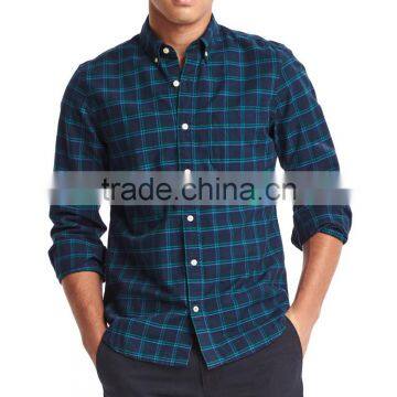 Mens Organic Custom Cotton Plaid Slim Fit Business Shirt photo-3