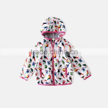 S60598B Woodpecker Printed Hooded Jacket Baby Girls Outwear photo-3