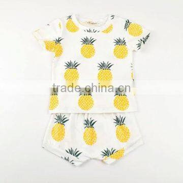 Hot sale baby T shirt outfits remake giggle moon boutique brother sister set pineapple shorts organic