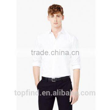 Classic Italian Essential White Color Slim-fit Men Shirt With Classic Collar
