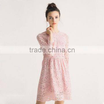 guangzhou china The new fashion lace dress temperament cultivate one's morality show thin long-sleeved skirt