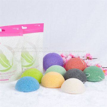 SOFTCARE half ball 100% natural konjac material facial cleansing konjac sponge