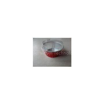 150ml Baking Foil Casserole Dishes Individual Packed With Plastic Lid Red Coated Round Shape