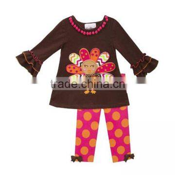 2016 yawoo wholesale girls polka dot thanksgiving turkey outfit kids girl clothes