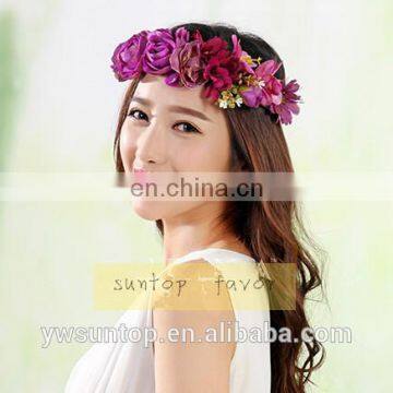 Flower Garland Hair Clasp Photo Props for Wedding Traveling