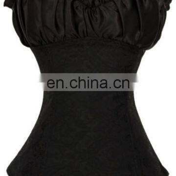 High Quality Black Floral Pattern Ruffled Top Sexy Corset Lingerie photo-3