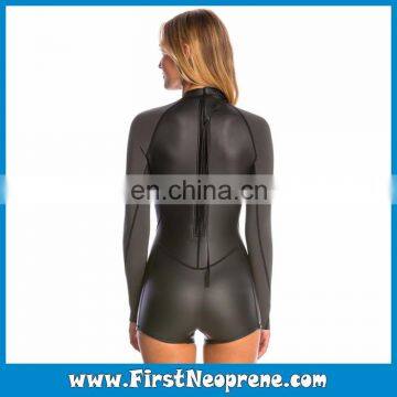 Back Zipper 2/3MM Neoprene CR Rubber Women Long Sleeve Smooth Skin Shorty Diving Suit photo-3