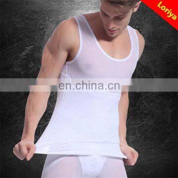 Seamless promotional 2015new design men's yarn dyed tank top