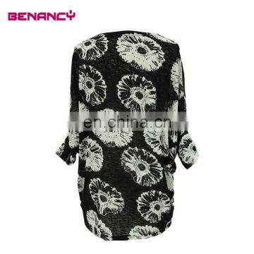 OEM Floral Print Clothing Mesh Causal Plus Size Women T-Shirt photo-2