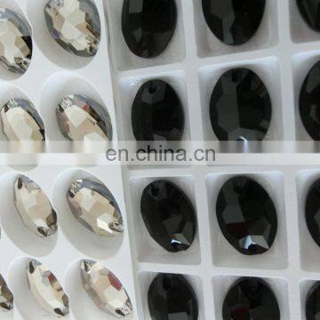 Capri Blue Jet Flat Back Oval Stone Sew on Rhinestones Pujiang Crystal Manufacturer photo-5