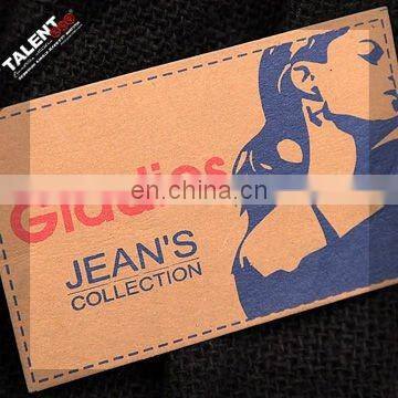 Custom Fashion Design Silk Printing Denim Leather Label Patch