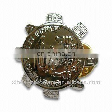 Metal Emblem Badge with Butterfly Pin,30mm,Made of Zinc Alloy,Various Designs Available