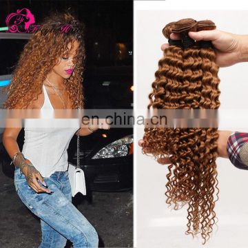 Virgin indian hair raw unprocessed Brown colored curly hair extensions