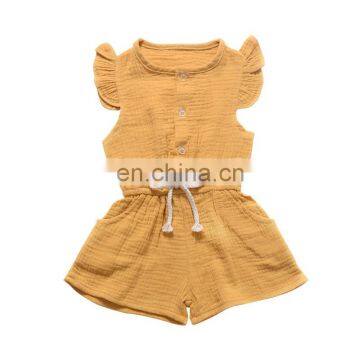 Cute Baby Rompers Girl Summer Flutter Sleeve Single Breasted Baby Jumpsuit With Pocket Design Baby Onesie Kids Clothes 1-5T photo-7