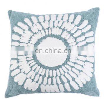 Turquoise Mandala Accent Pure Cotton Sunflower Decor Floral Pattern Embroidered Decorative Cushion Cover photo-2