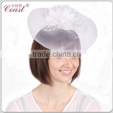 costume white wedding party bridal headdress with feather and clips