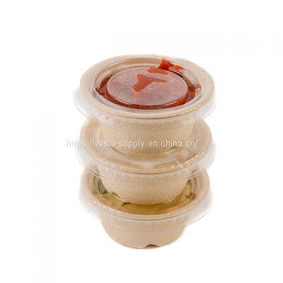 Bagasse Sauce Pot with PLA Lid 60ml Disposable degradable Sauce Pot