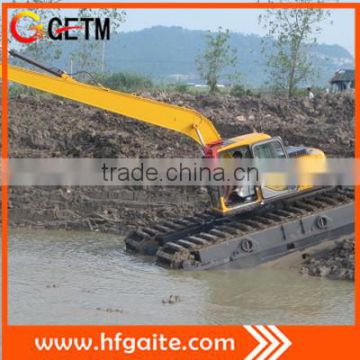 Amphibious excavatorfor dams