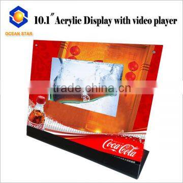 LCD screen video desktop acrylic display stand for promotion