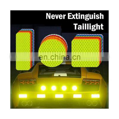 1/4Pcs New Square/Rectangle/Round Red/Blue/Orange/White/Yellow Auto Safety Reflector Tape Door Bumper Stickers Car Reflection photo-3