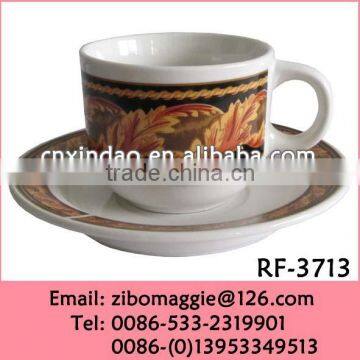 Good Quality Cute Print Promotion Porcelain Tea Cup and Saucer Sets for Tableware