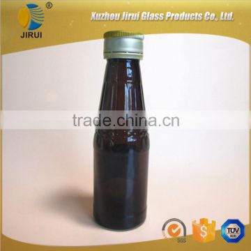 new Amber Glass Syrup bottle with golden aluminum cap 100ml