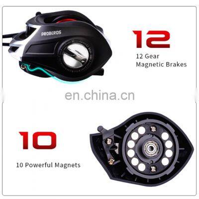 Amazon Black Low Profit 12 Gear Magnetic Break Baitcasting Fishing Reel 7.2:1 Bait Casting Fishing Reel
