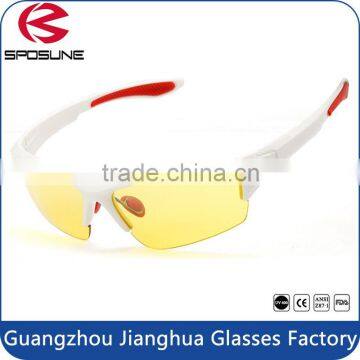 New fashionable 2015 white frame yellow lens women's outdoor sport sunglasses