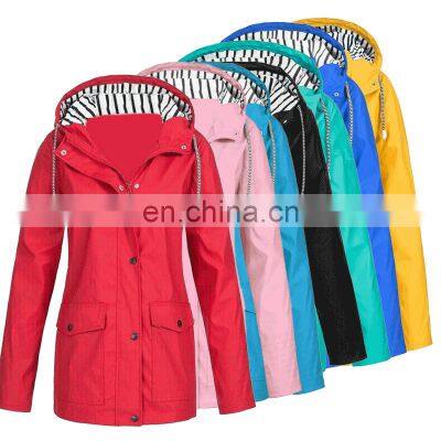 Manufacturer customized brand printing/embroidered women's mid-length loose large size windproof raincoat jacket crop top