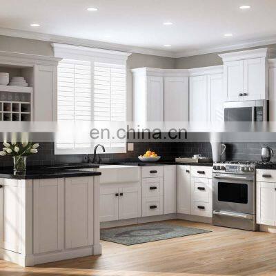 Luxury Granite Marble Top White Shaker Wood Kitchen Cabinet
