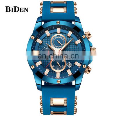 BIDEN 0140 men's Quartz Top Brand Fashion Stainless Steel Casual Cool Wristwatch 30 Meter Waterproof