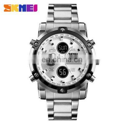 SKMEI 1389 Mens Quartz+Digital Analog Watch Fashion Sport Wristwatch Waterproof Stainless Male Watches