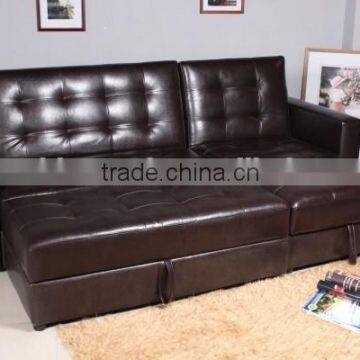 Brown Leather Luxury Corner Sofa Bed Sleeper Furniture photo-2