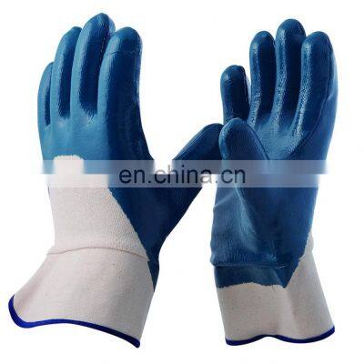 Safety Cuff Cotton Jersey Coated blue gloves nitrile Gloves Work