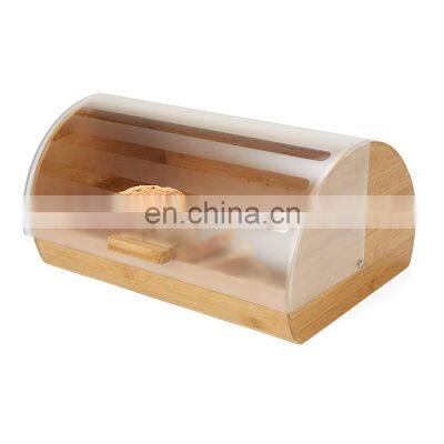 Hot Sale High Quality Simple Luxury Kitchen Bread Bamboo Storage Box With Plastic Lid Pantry Organizer Kitchen & Tabletop