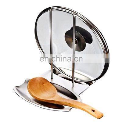 Pan Lid Holder for Pots Pans Progressive Lid Spoon Rest Shelf 304 Stainless Steel Pan Lid Organizer Kitchen Decor Tool