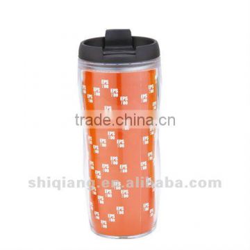 11oz double wall plastic travel mug with 4C paper insert