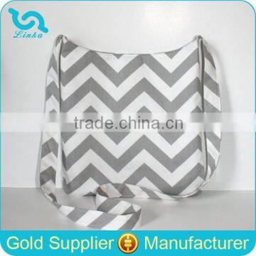 Grey Chevron Women Handbag Designed Zig Zag Print Canvas Cross Body Bags