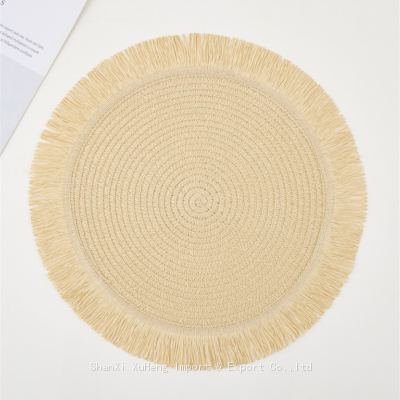 Poplar Wholesale 38 cm Ivory Colored Wedding Macrame Paper Place Mats For Dining Table