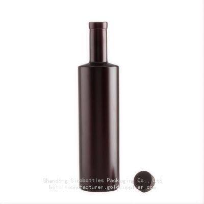 500ml 700ml 750ml Dark Color Coating Flat Should Tall Glass Bottle Gold Supplier SinoBottles Packaging