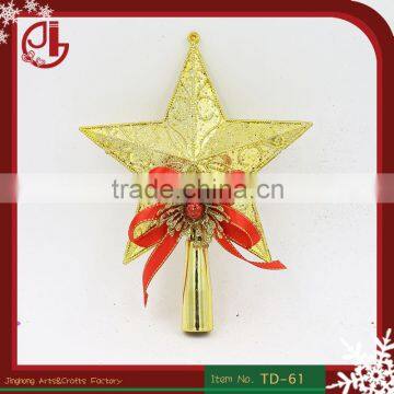 Plastic God Christmas Tree Topper In Star Shape Bowknot Party Decoration