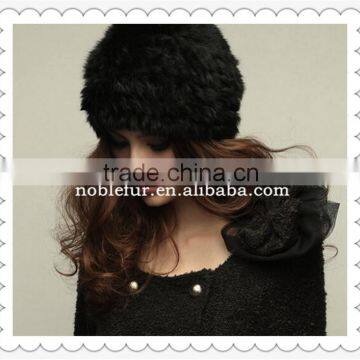 2015 elegant and graceful plain solid color rabbit fur beanie hat