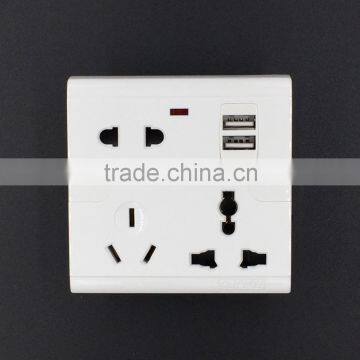 USB wall socket with 2 MF socket, double USB wall socket