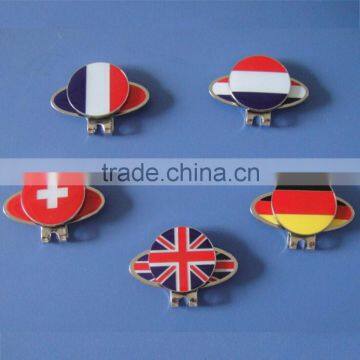 different countries flag design enamel metal hat clips and ball markers