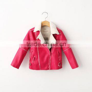 Fall and winter girls zipper leather jacket 2015 winter jacket lapels pu coat for girls