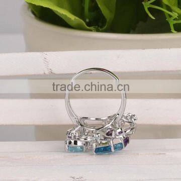 Mirror Polished White Rhodium Fashion Sterling Silver Jewelry Ring With Stock photo-3