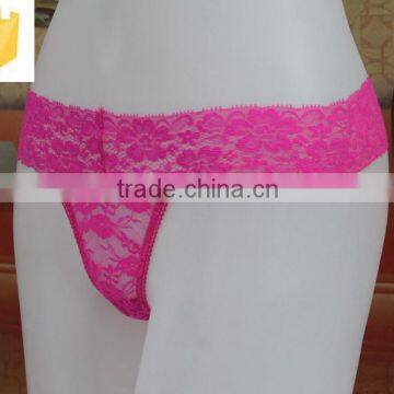 Comfortable Sexy Hot Sell Lace Pink Thongs Underwear Panty photo-3