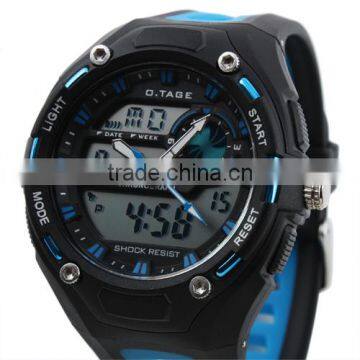 Men's Blue Rubber Digital Analog Dual Dial Ultra Light Sport Watch WS066