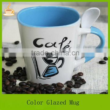 cheap custom ceramic mugs with spoon, coffee mug for promotion with customised logo