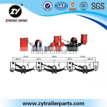 Tri round-axle underslung suspension for low-bed semi trailer